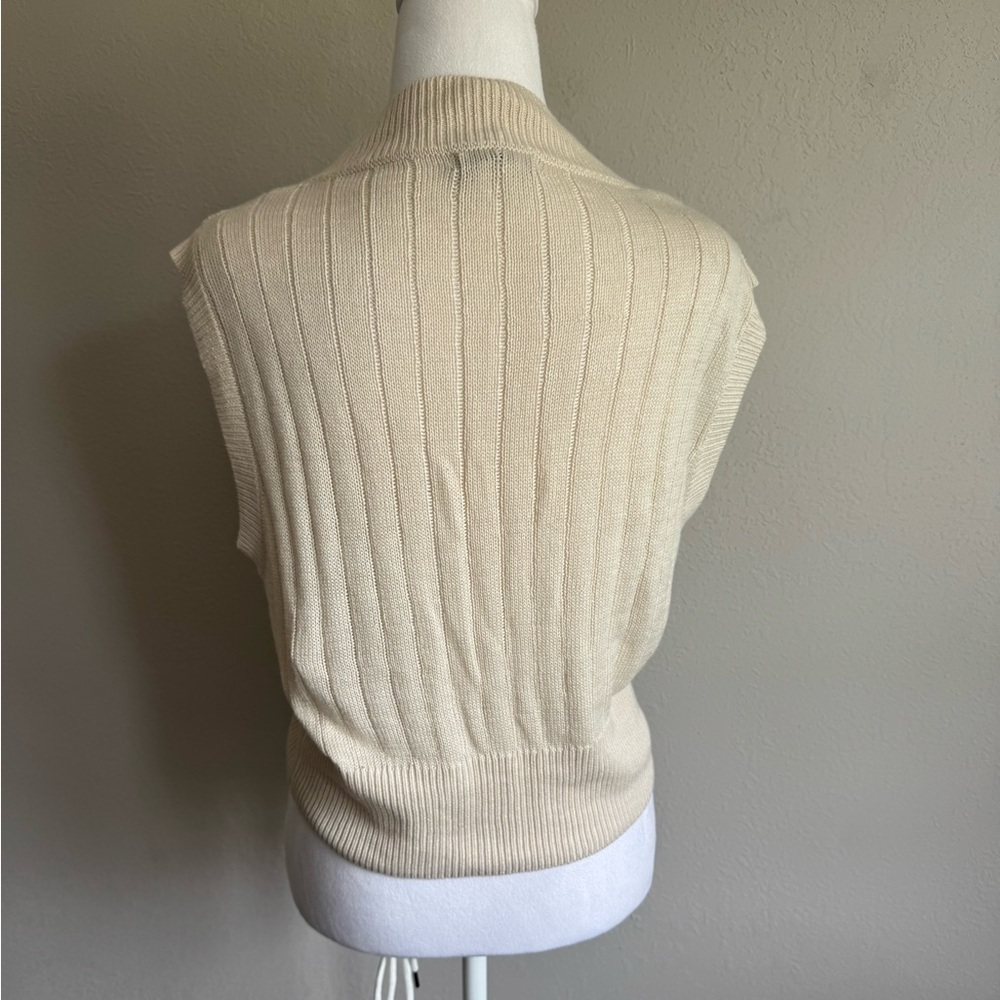 SOLD Sincerely Jules Cream Cable Knit V-Sweater Vest Womens S Eclectic Grandpa - Picture 5 of 6